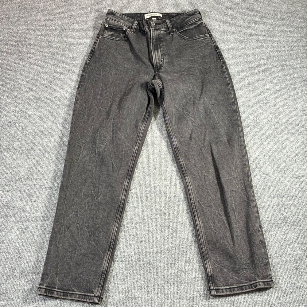 Abercrombie & Fitch Curve Love Mom Jeans Womens 26 2S‎ Black High Rise Stretch